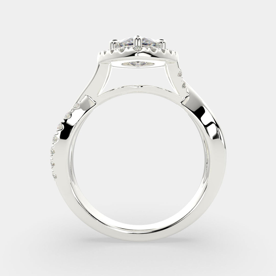 Celestina Marquise Cut Halo Pave Split Shank Engagement Ring Setting - Nivetta