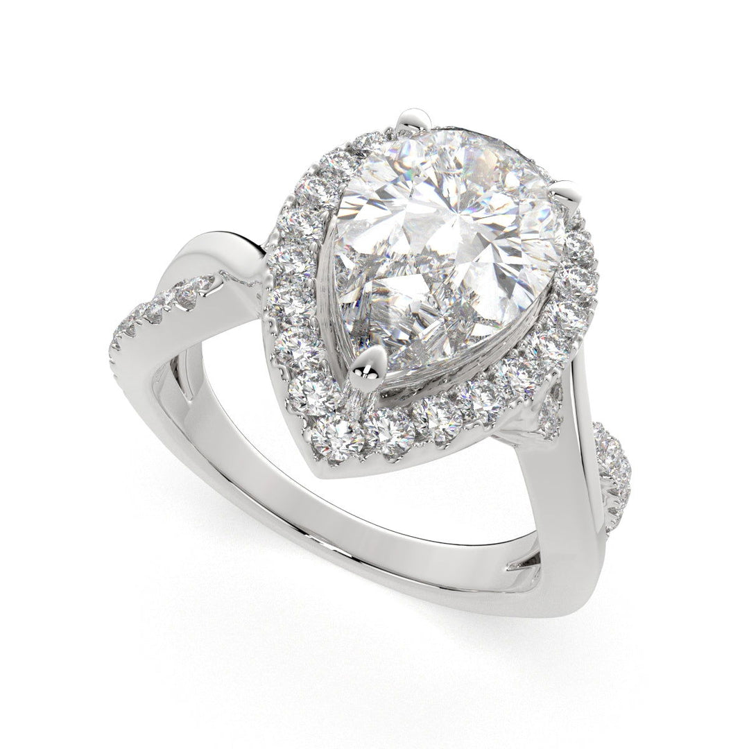Celestina Pear Cut Halo Pave Split Shank Engagement Ring Setting - Nivetta