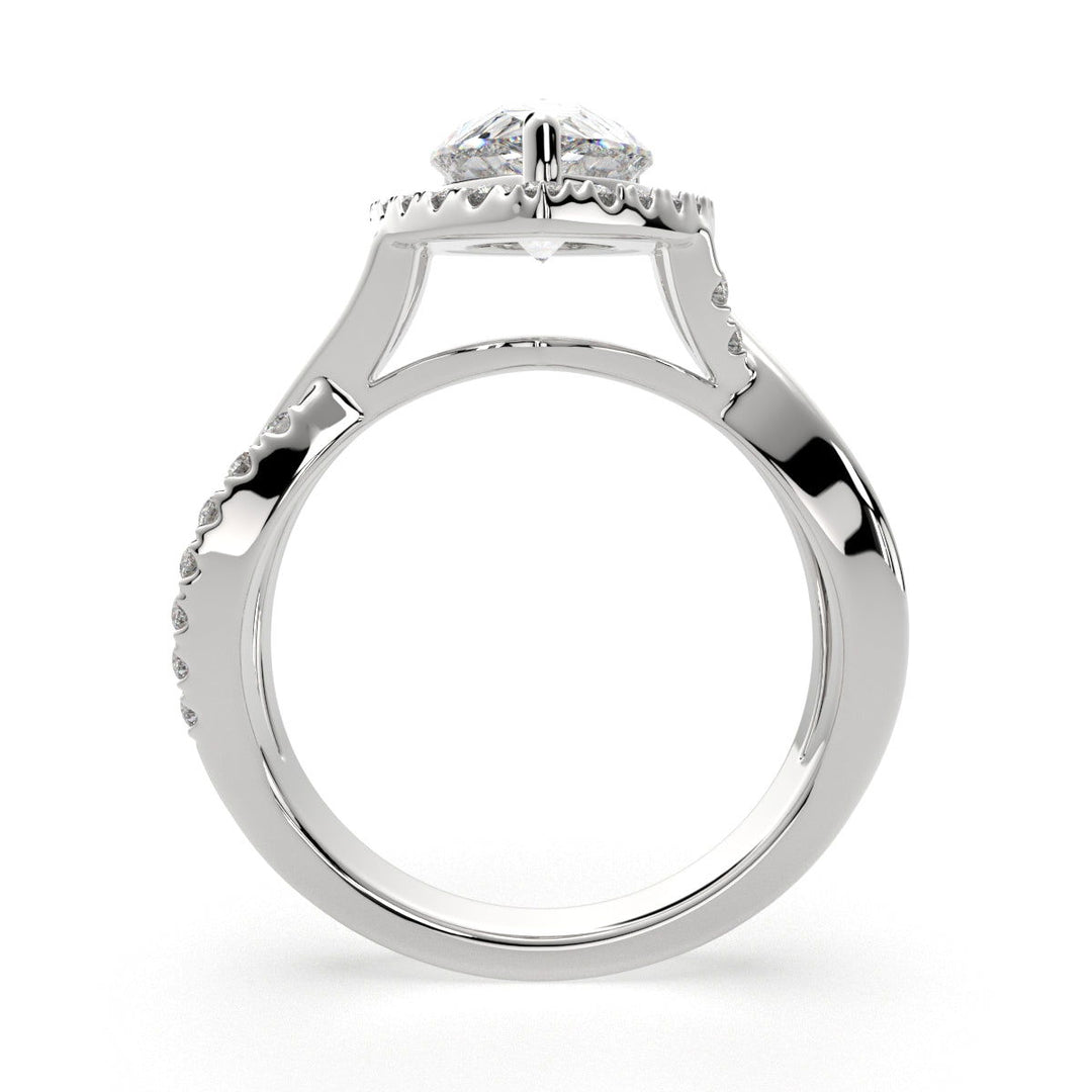 Celestina Pear Cut Halo Pave Split Shank Engagement Ring Setting - Nivetta