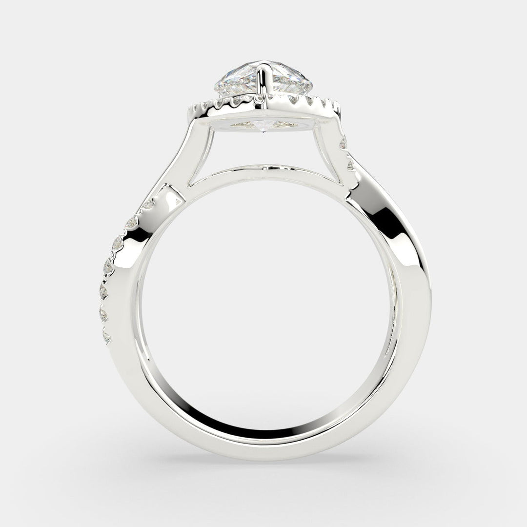 Celestina Pear Cut Halo Pave Split Shank Engagement Ring Setting - Nivetta