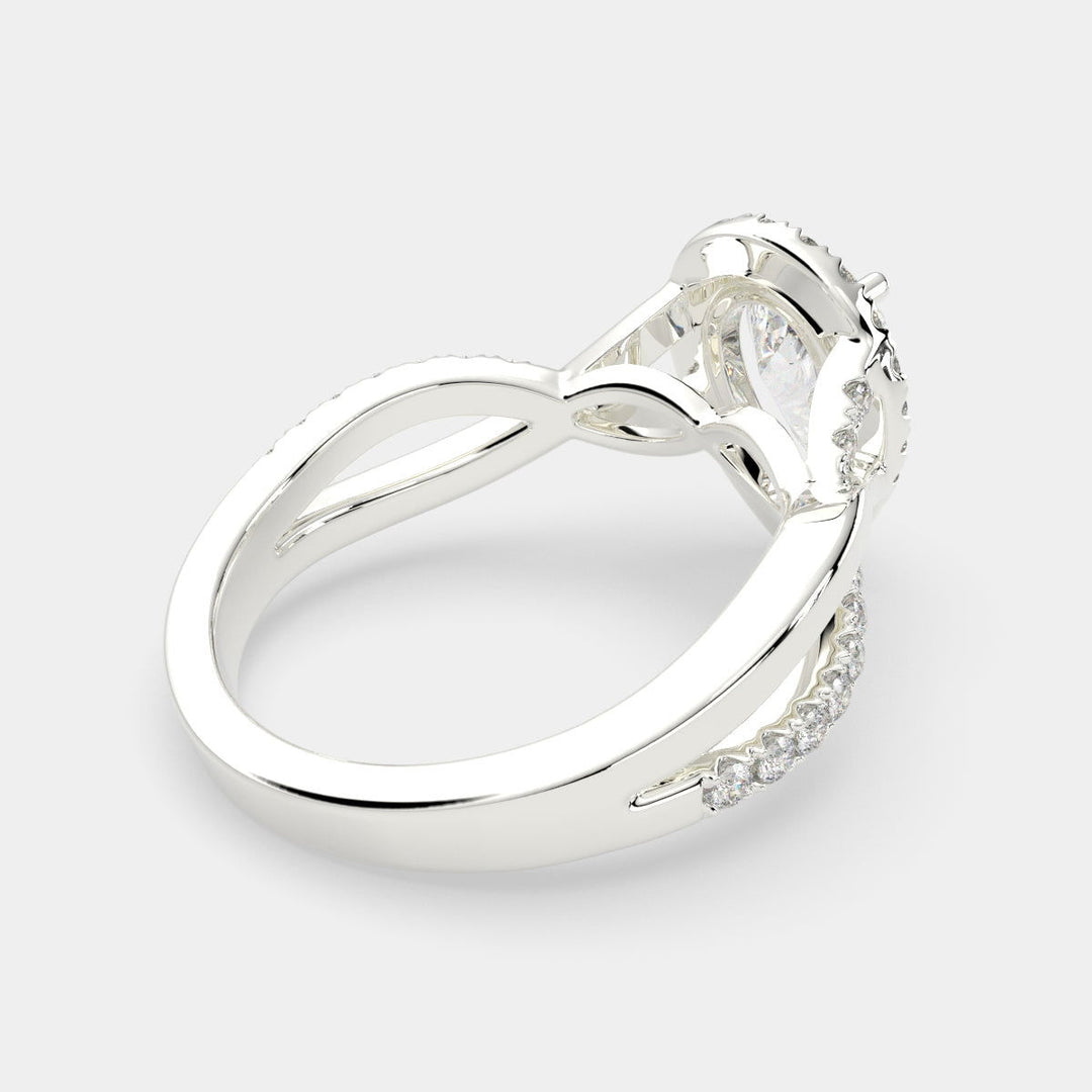 Celestina Pear Cut Halo Pave Split Shank Engagement Ring Setting - Nivetta