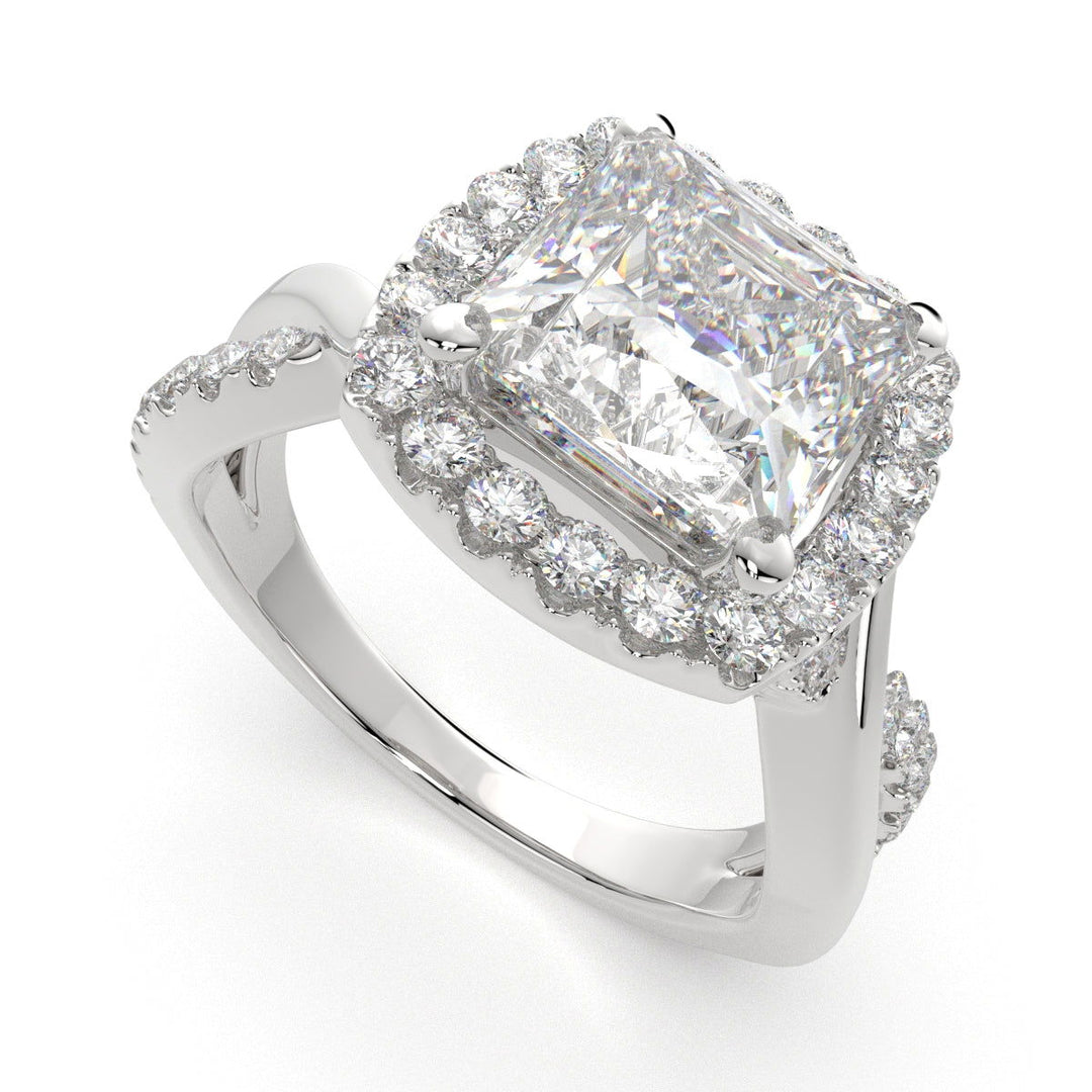 Celestina Princess Cut Halo Pave Split Shank Engagement Ring Setting - Nivetta