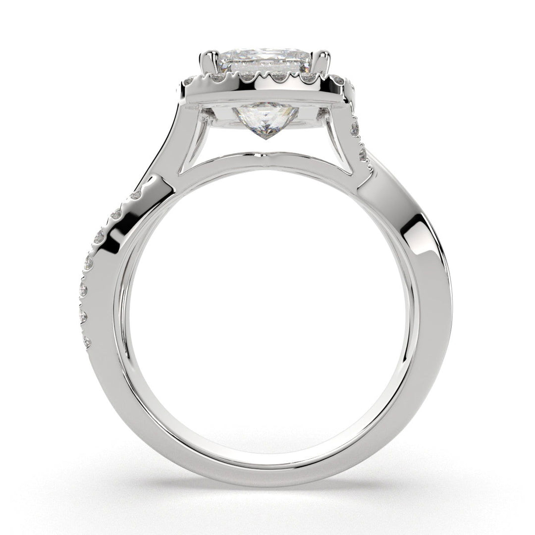 Celestina Princess Cut Halo Pave Split Shank Engagement Ring Setting - Nivetta