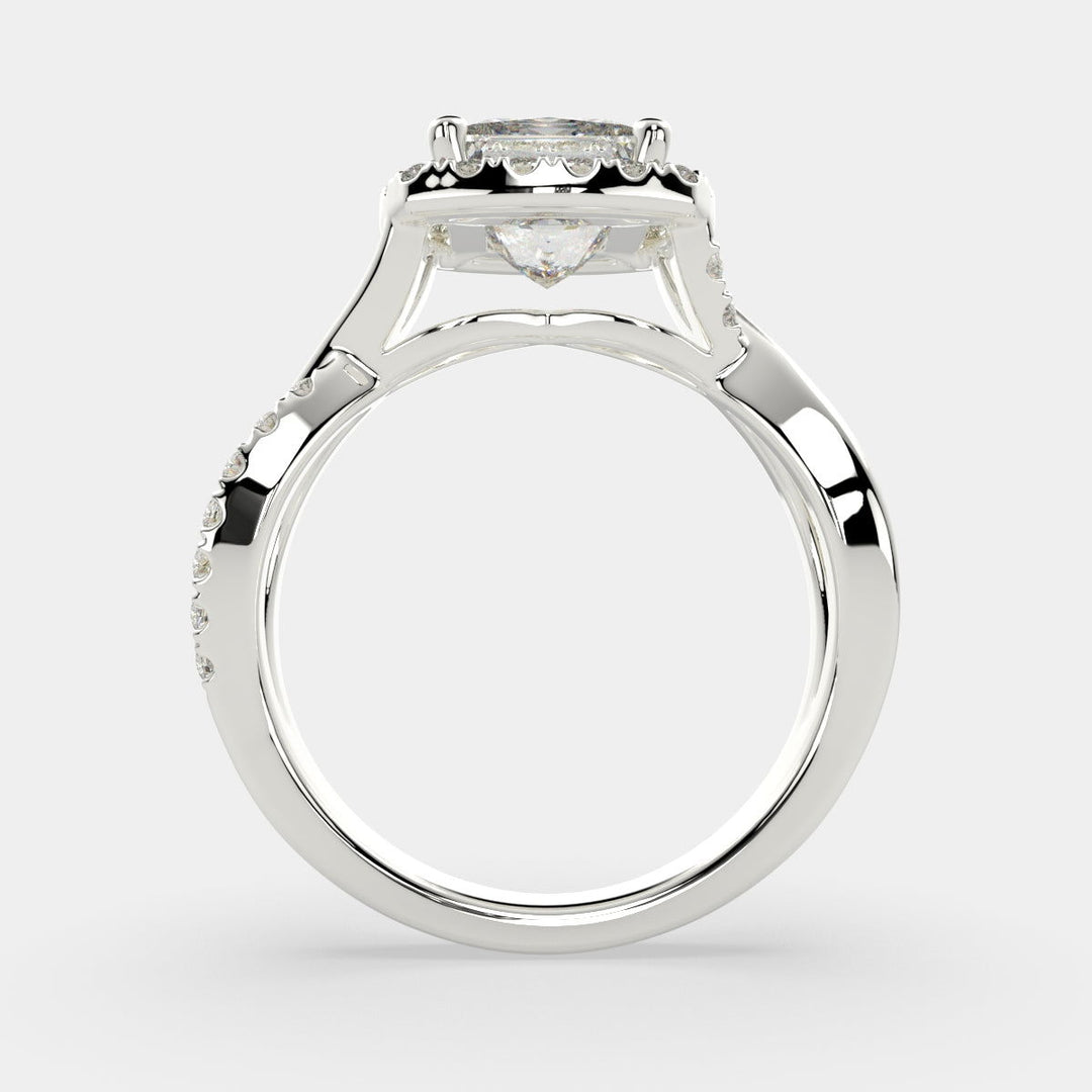 Celestina Princess Cut Halo Pave Split Shank Engagement Ring Setting - Nivetta