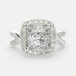 Load image into Gallery viewer, Celestina Princess Cut Halo Pave Split Shank Engagement Ring Setting - Nivetta