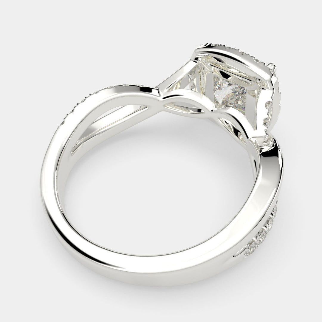 Celestina Princess Cut Halo Pave Split Shank Engagement Ring Setting - Nivetta