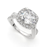 Load image into Gallery viewer, Celestina Round Cut Halo Pave Split Shank Engagement Ring Setting - Nivetta
