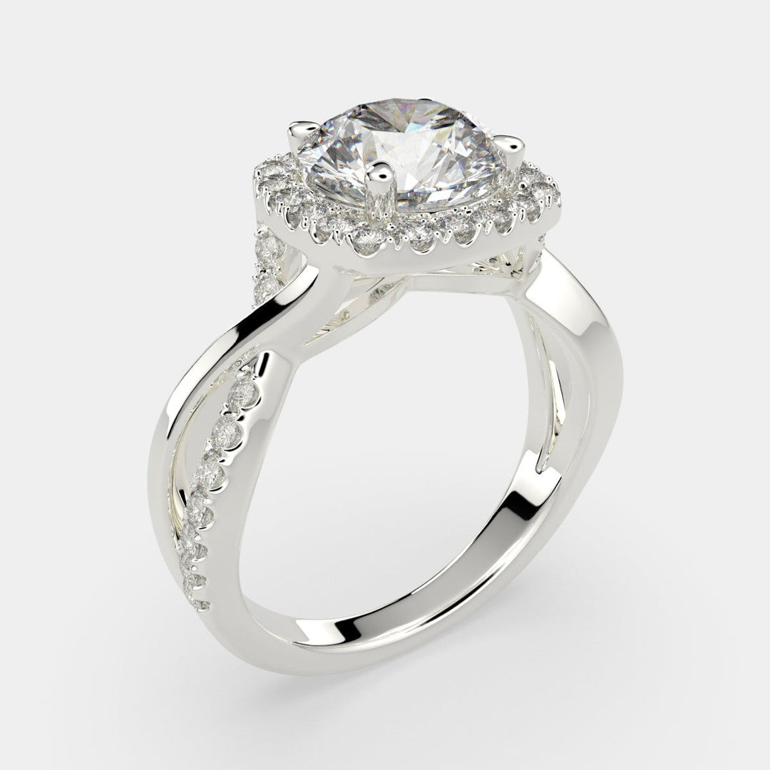 Celestina Round Cut Halo Pave Split Shank Engagement Ring Setting - Nivetta
