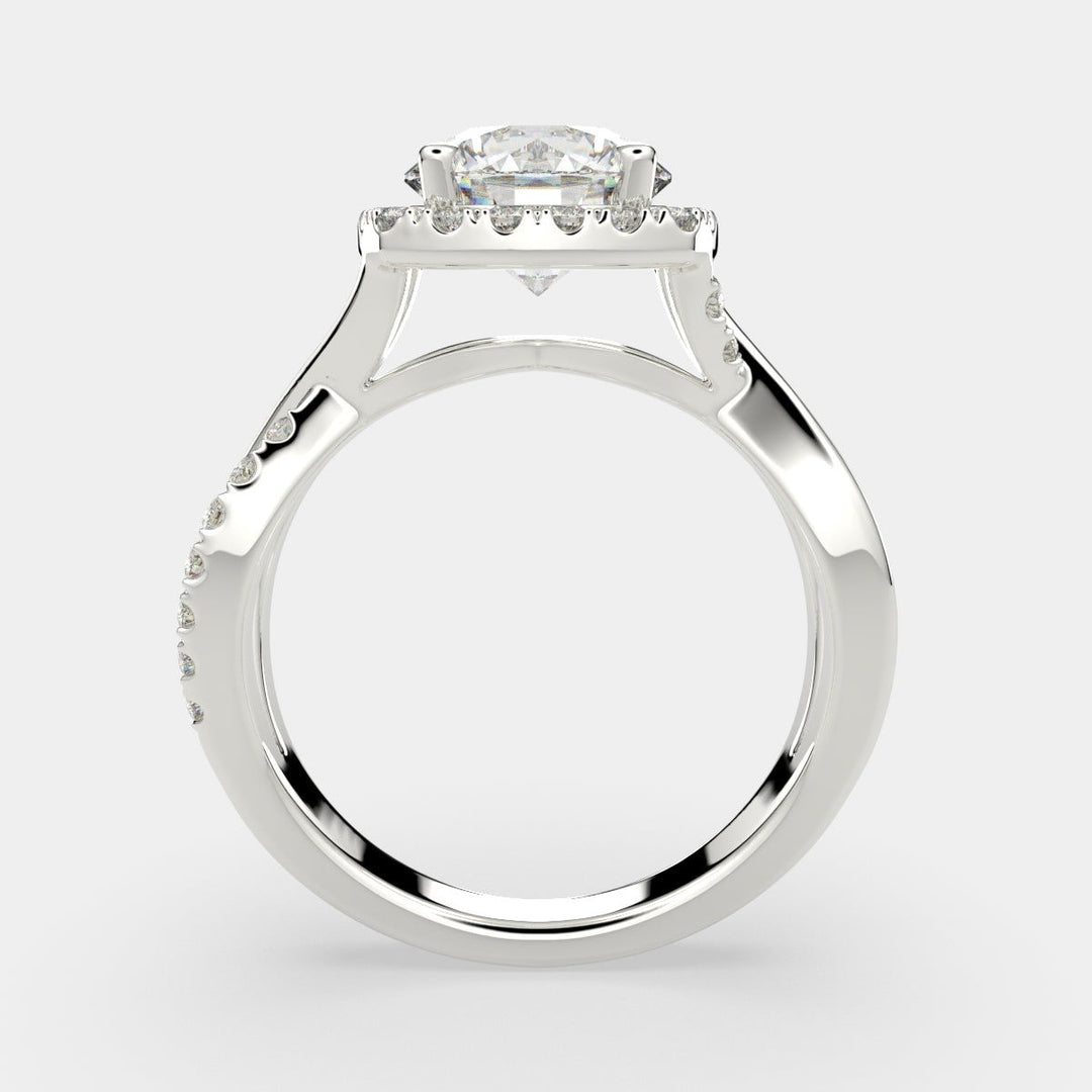 Celestina Round Cut Halo Pave Split Shank Engagement Ring Setting - Nivetta