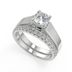 Load image into Gallery viewer, Cloe Cathedral Solitaire Round Cut Diamond Engagement Ring - Nivetta
