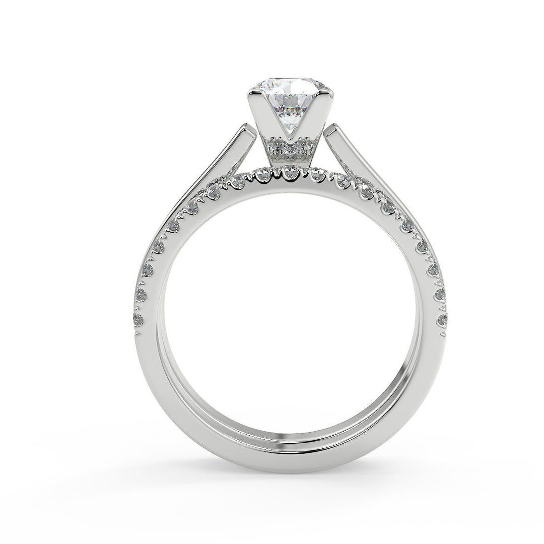 Cloe Cathedral Solitaire Round Cut Diamond Engagement Ring - Nivetta