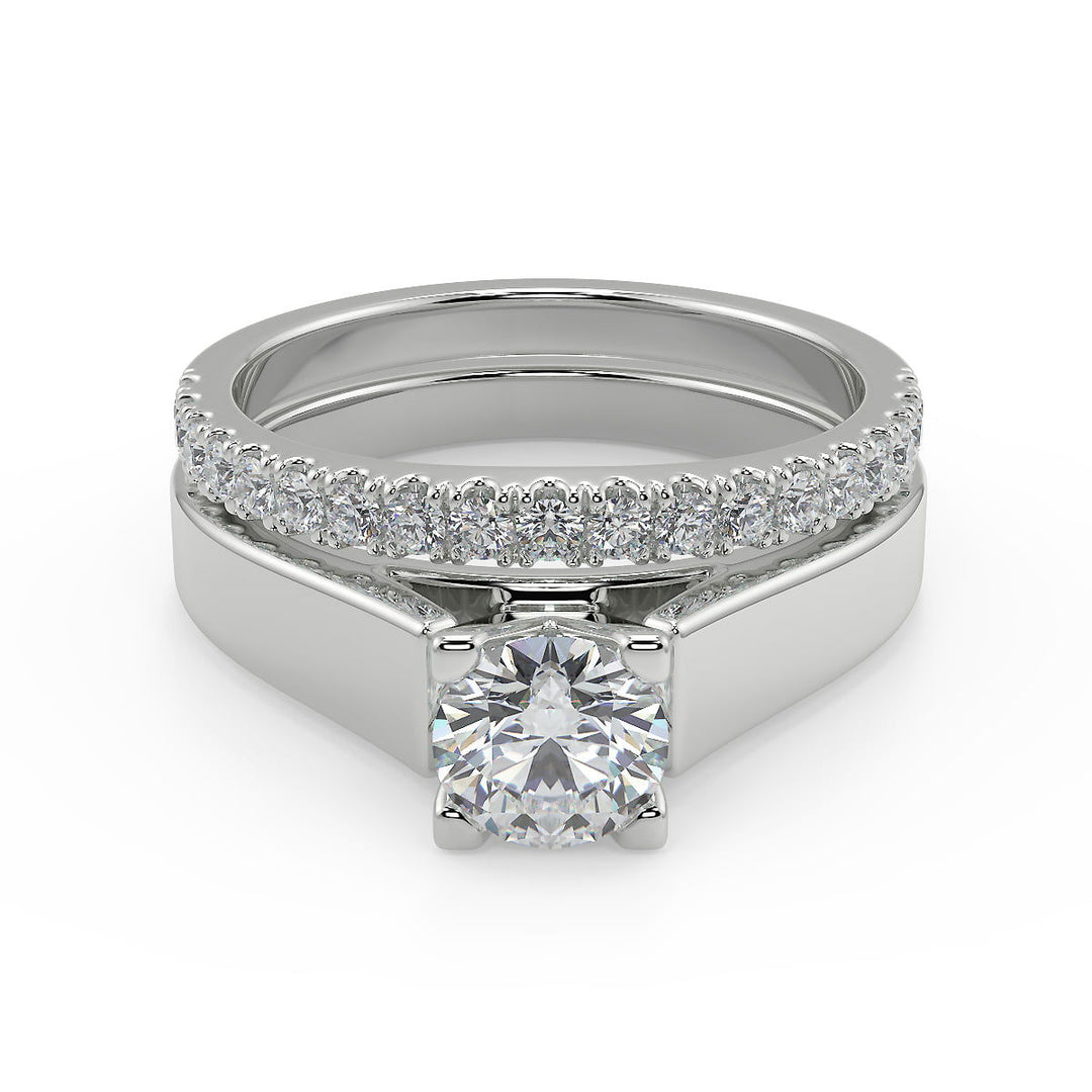 Cloe Cathedral Solitaire Round Cut Diamond Engagement Ring - Nivetta