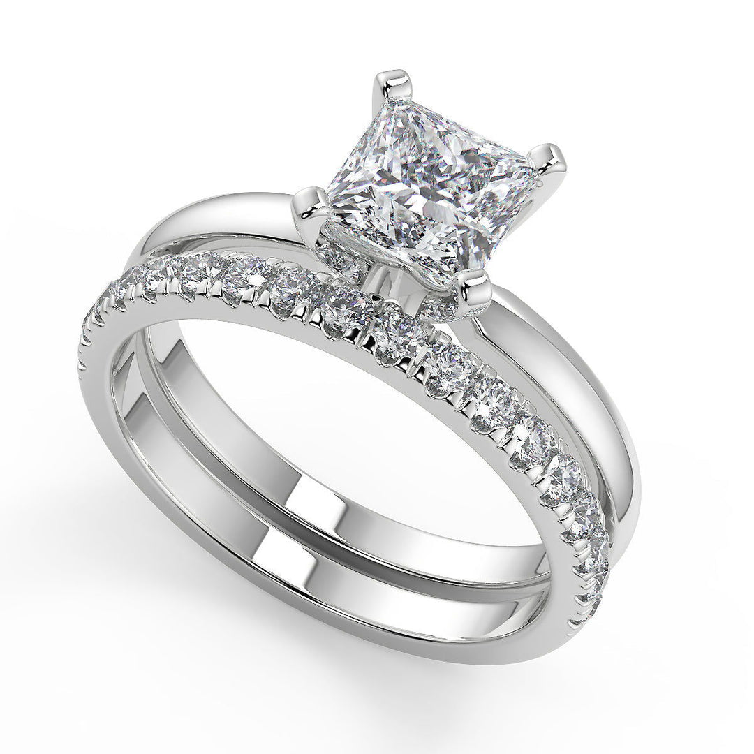 Dahlia Comfort Fit 4 Prong Solitaire Princess Cut Diamond Engagement Ring - Nivetta