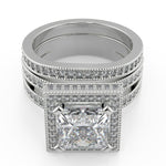 Load image into Gallery viewer, Danna Split Shank Pave Halo Princess Cut Diamond Engagement Ring - Nivetta