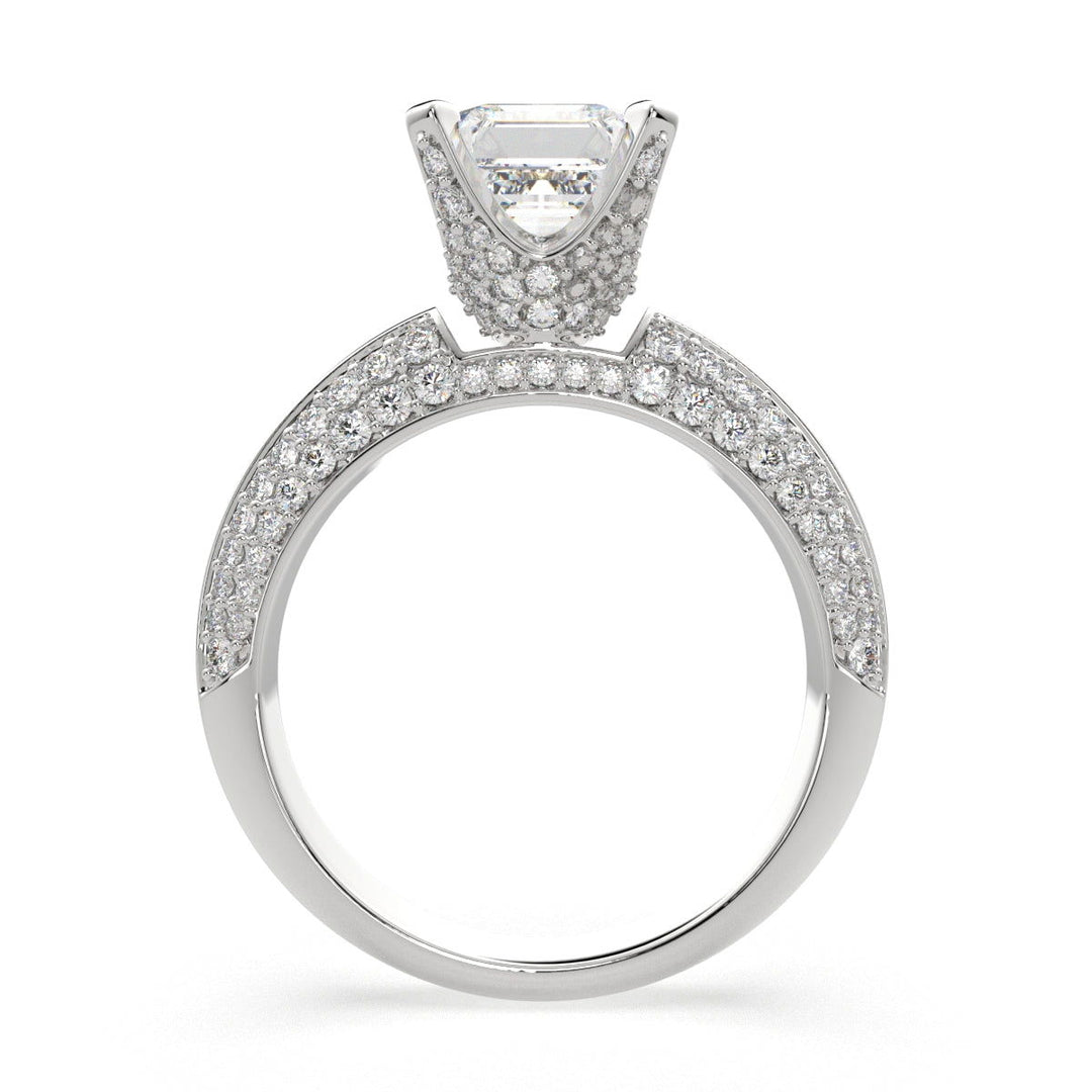 Daria Emerald Cut Pave 6 Prong Engagement Ring Setting - Nivetta
