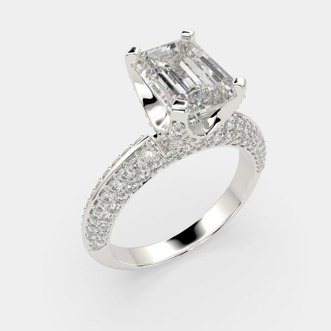Daria Emerald Cut Pave 6 Prong Engagement Ring Setting - Nivetta