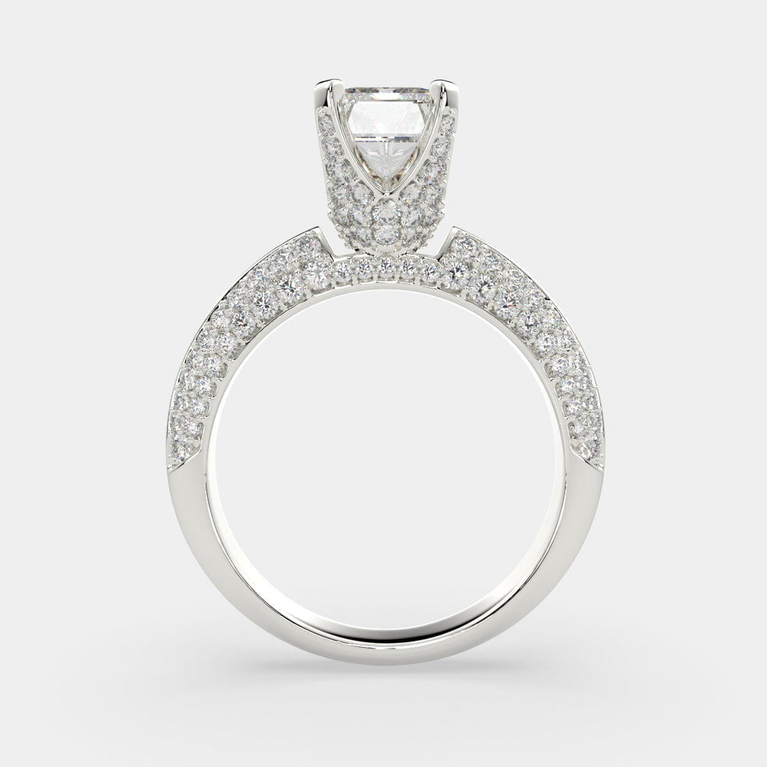 Daria Emerald Cut Pave 6 Prong Engagement Ring Setting - Nivetta