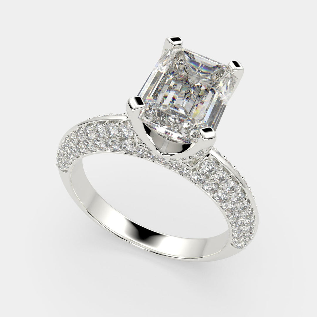 Daria Emerald Cut Pave 6 Prong Engagement Ring Setting - Nivetta