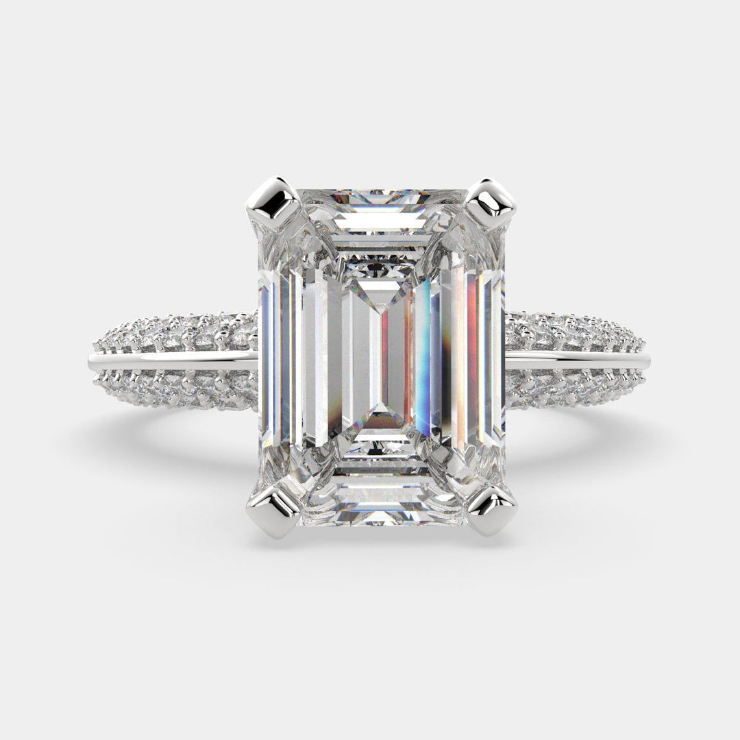 Daria Emerald Cut Pave 6 Prong Engagement Ring Setting - Nivetta