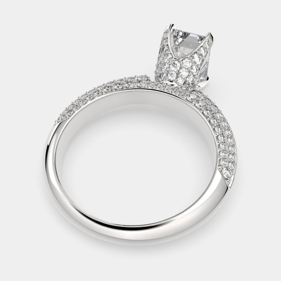 Daria Emerald Cut Pave 6 Prong Engagement Ring Setting - Nivetta