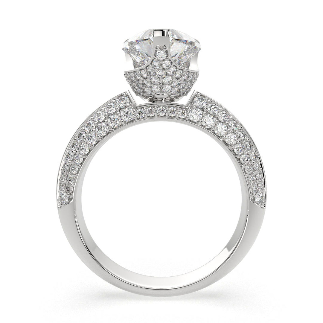 Daria Heart Cut Pave 6 Prong Engagement Ring Setting - Nivetta