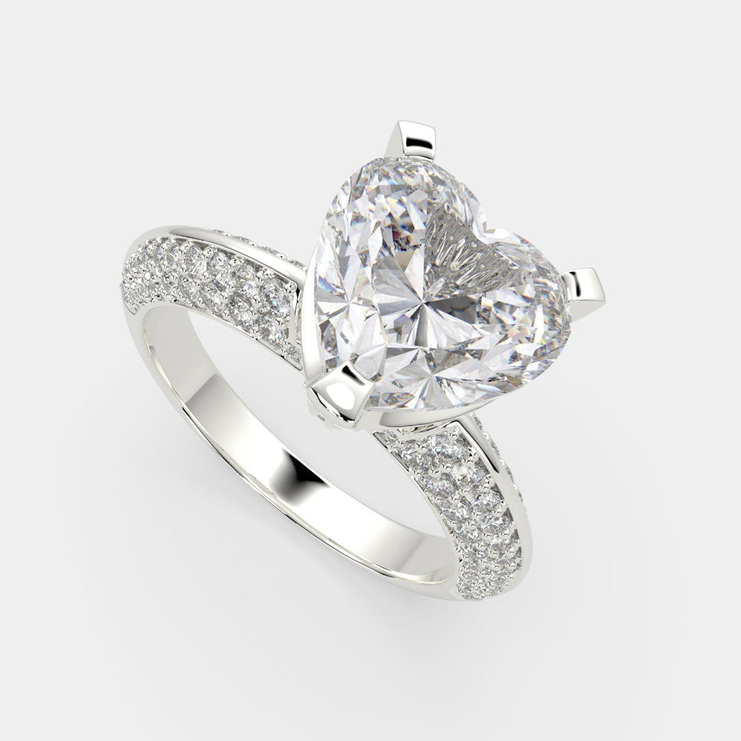 Daria Heart Cut Pave 6 Prong Engagement Ring Setting - Nivetta