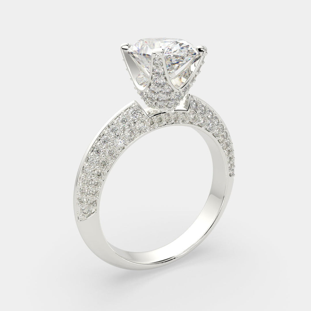 Daria Oval Cut Pave 6 Prong Engagement Ring Setting - Nivetta