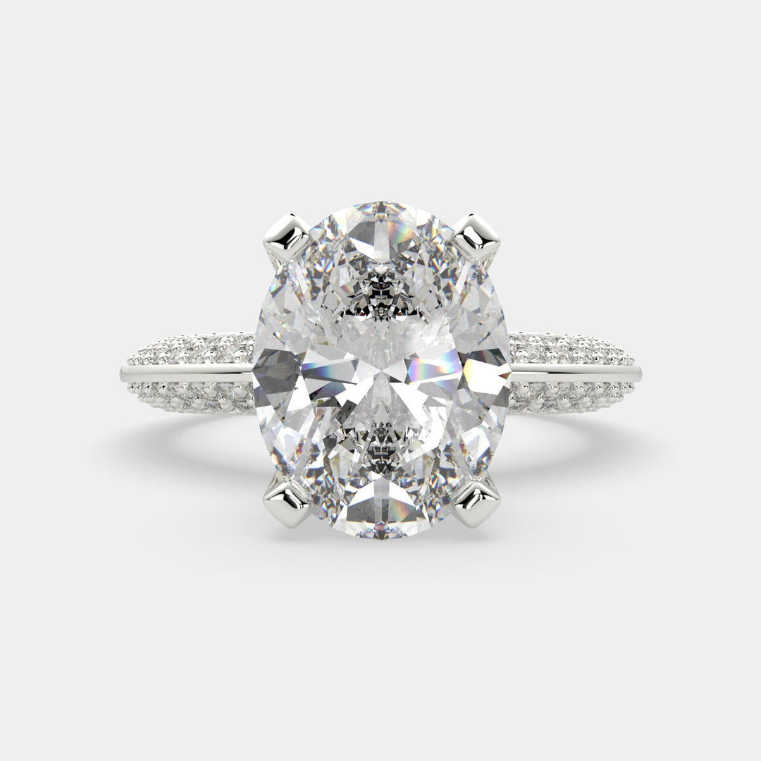 Daria Oval Cut Pave 6 Prong Engagement Ring Setting - Nivetta