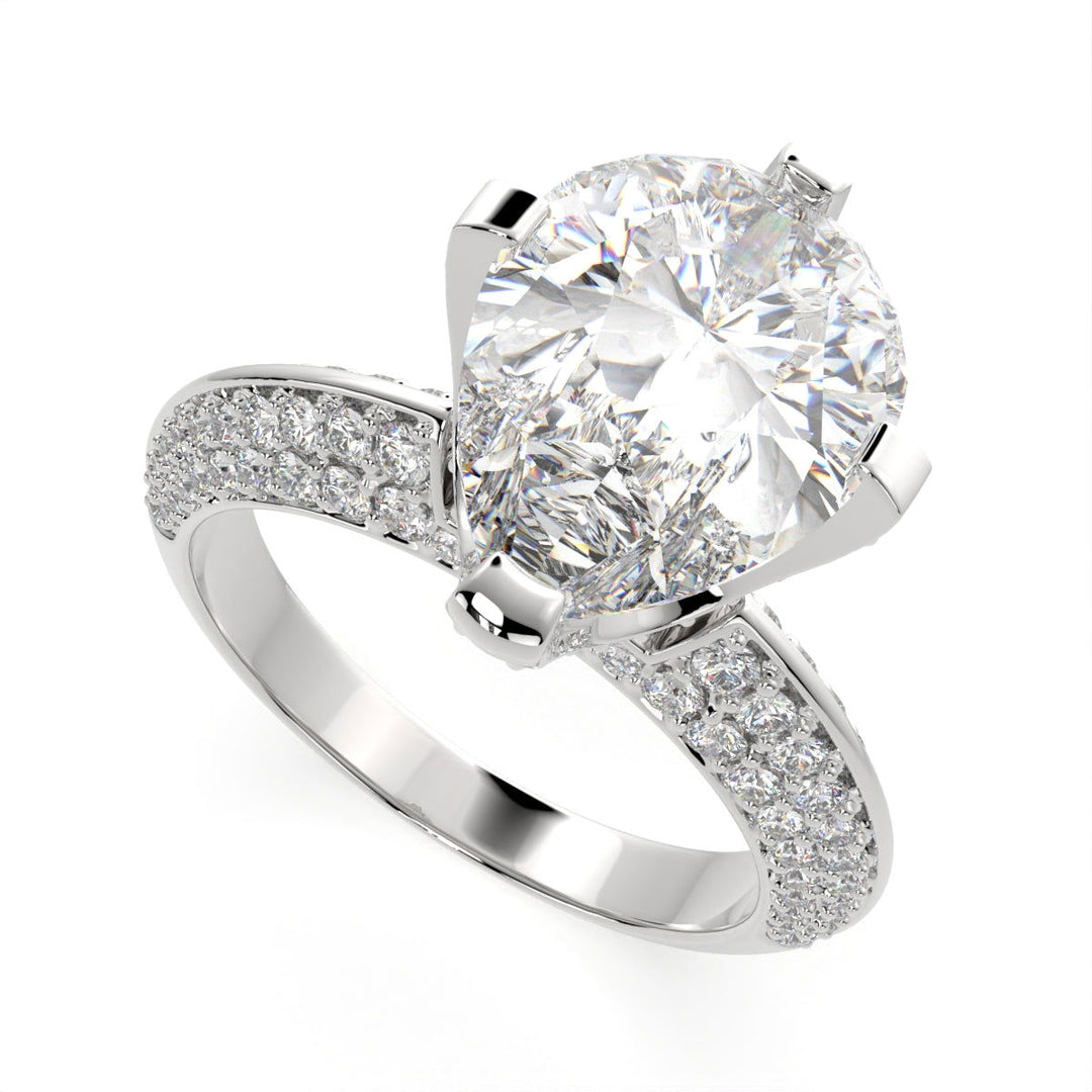 Daria Pear Cut Pave 6 Prong Engagement Ring Setting - Nivetta