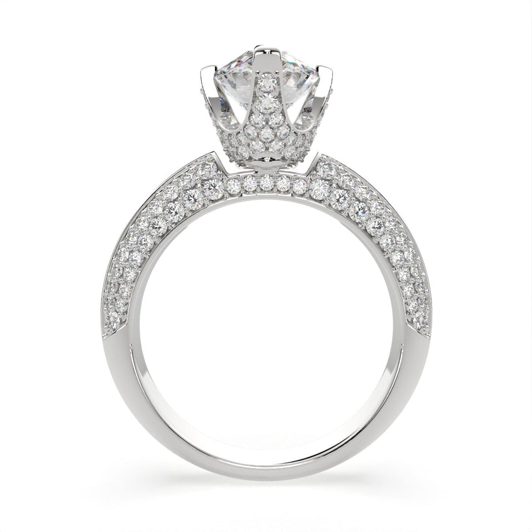 Daria Pear Cut Pave 6 Prong Engagement Ring Setting - Nivetta