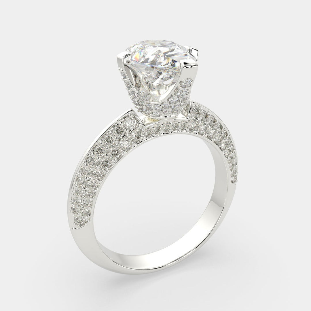 Daria Pear Cut Pave 6 Prong Engagement Ring Setting - Nivetta