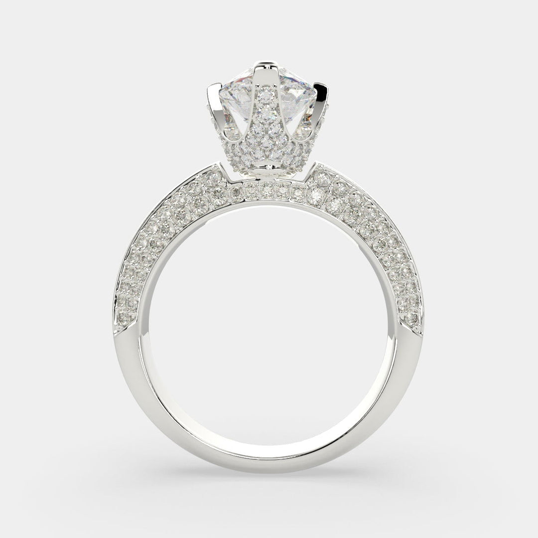Daria Pear Cut Pave 6 Prong Engagement Ring Setting - Nivetta