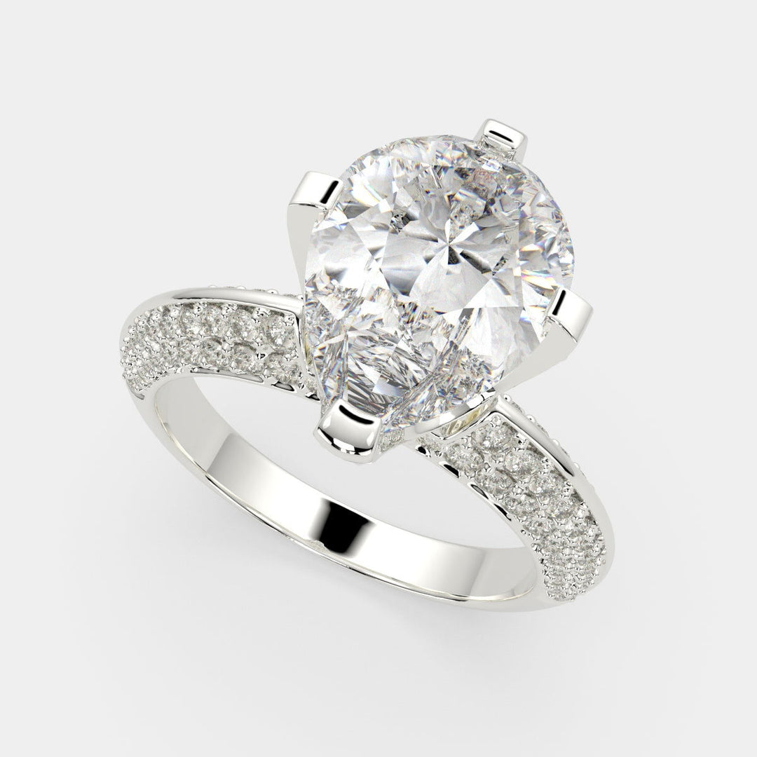 Daria Pear Cut Pave 6 Prong Engagement Ring Setting - Nivetta