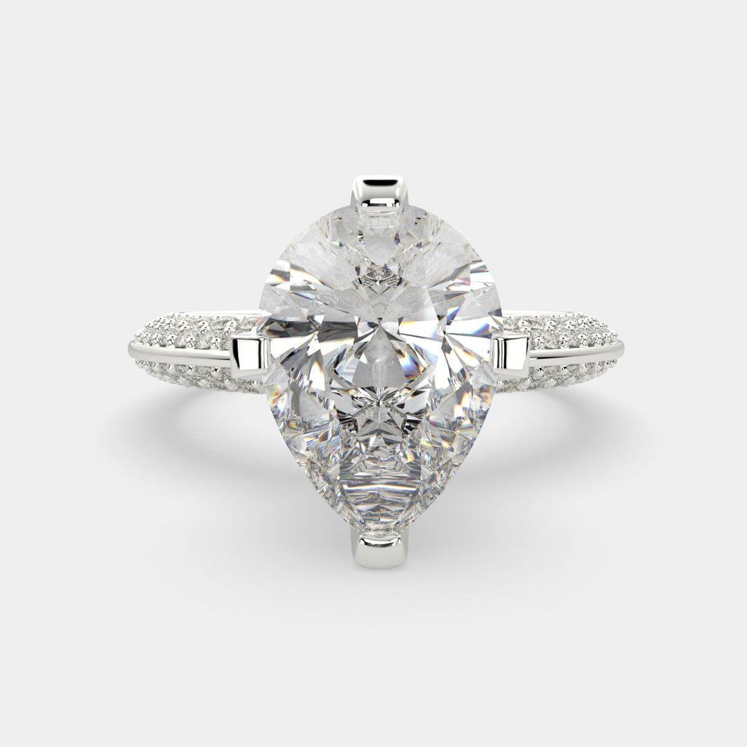 Daria Pear Cut Pave 6 Prong Engagement Ring Setting - Nivetta