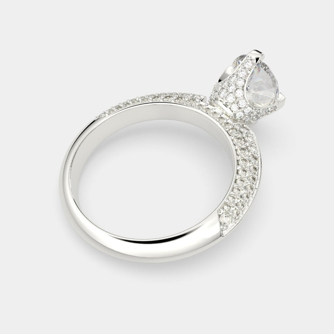 Daria Pear Cut Pave 6 Prong Engagement Ring Setting - Nivetta