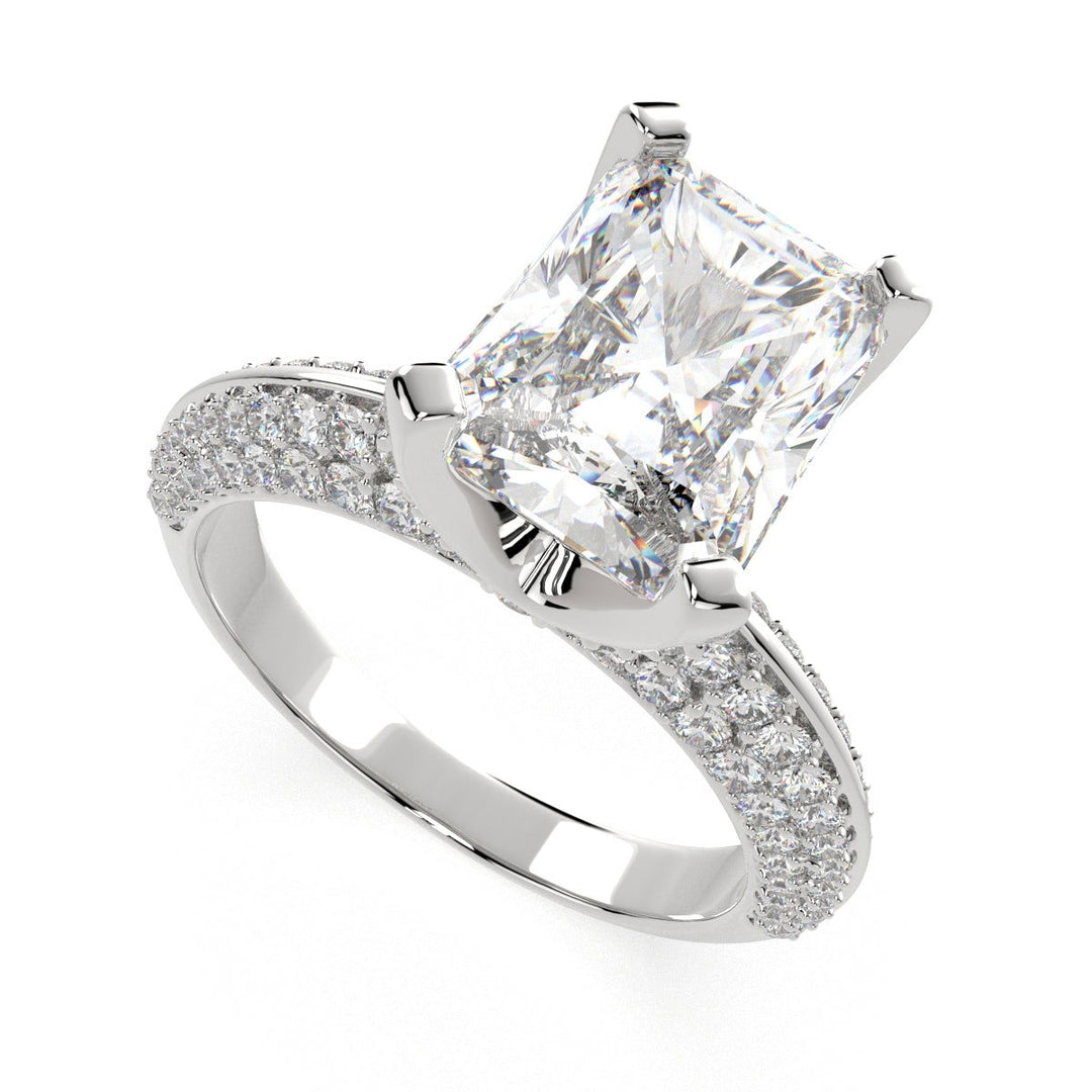 Daria Radiant Cut Pave 6 Prong Engagement Ring Setting - Nivetta