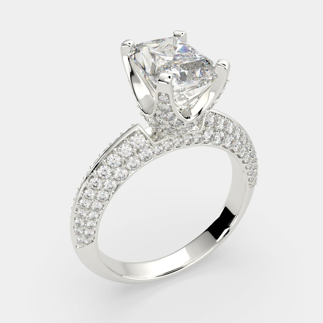 Daria Radiant Cut Pave 6 Prong Engagement Ring Setting - Nivetta