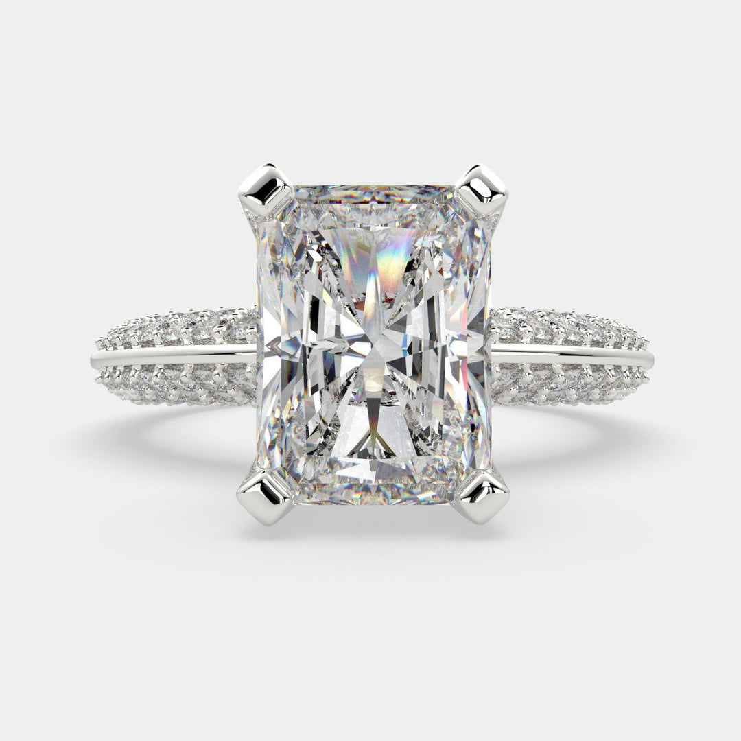 Daria Radiant Cut Pave 6 Prong Engagement Ring Setting - Nivetta