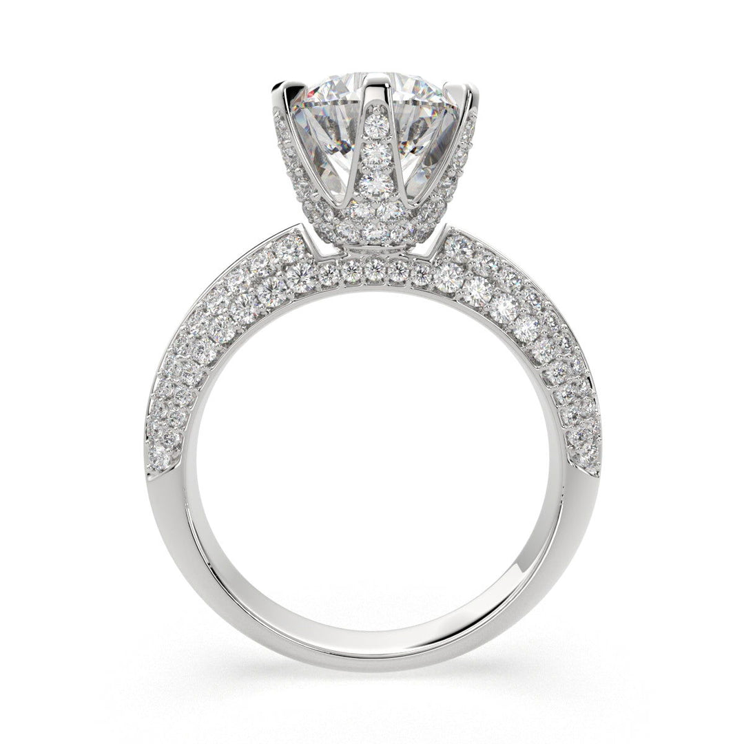 Daria Round Cut Pave 6 Prong Engagement Ring Setting - Nivetta