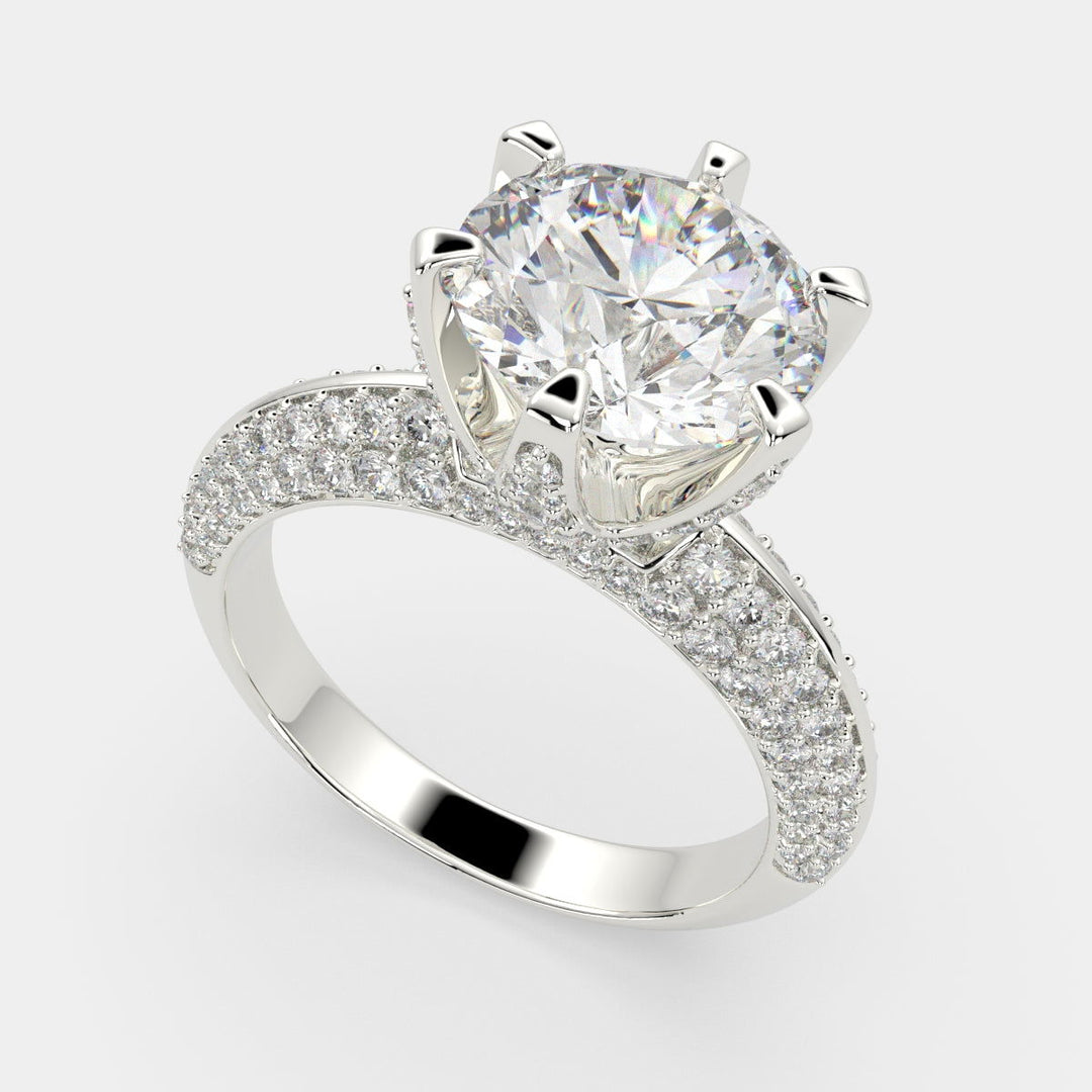 Daria Round Cut Pave 6 Prong Engagement Ring Setting - Nivetta