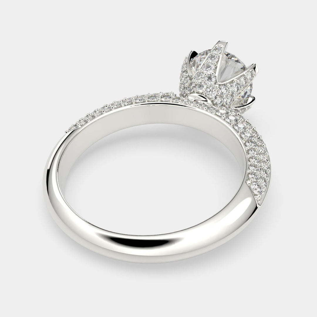 Daria Round Cut Pave 6 Prong Engagement Ring Setting - Nivetta