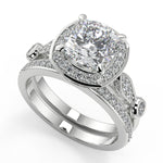 Load image into Gallery viewer, Dayanara Halo Pave Set Cushion Cut Diamond Engagement Ring - Nivetta