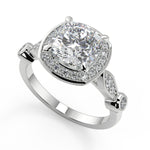 Load image into Gallery viewer, Dayanara Halo Pave Set Cushion Cut Diamond Engagement Ring - Nivetta