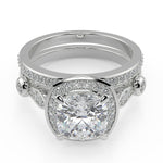 Load image into Gallery viewer, Dayanara Halo Pave Set Cushion Cut Diamond Engagement Ring - Nivetta