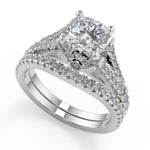 Load image into Gallery viewer, Denisse Cathedral 4 Prong Cushion Cut Diamond Engagement Ring - Nivetta