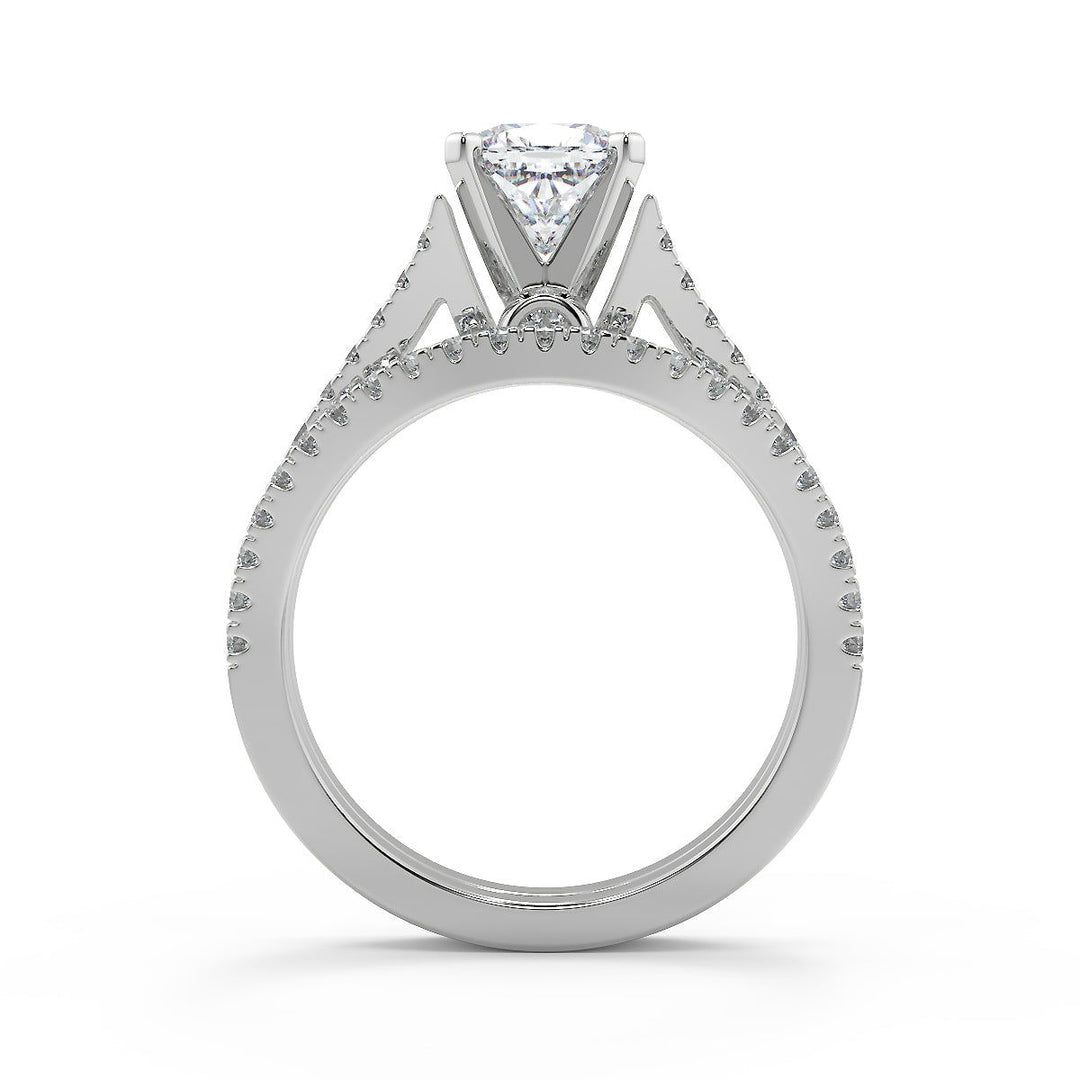Denisse Cathedral 4 Prong Cushion Cut Diamond Engagement Ring - Nivetta