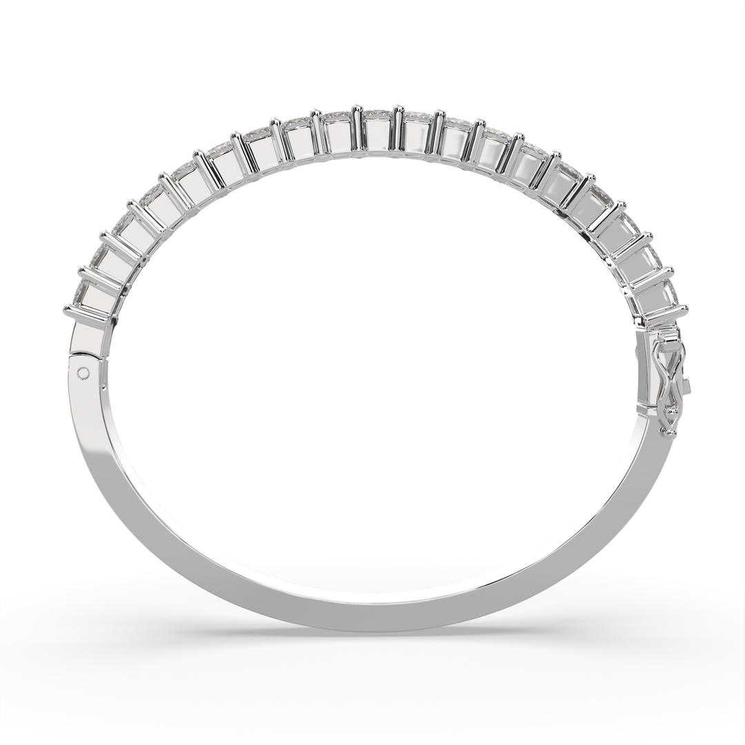 Desdemona Princess Cut Diamond Bangle Bracelet Shared Prong Hinged (6 ctw) - Nivetta