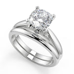 Load image into Gallery viewer, Desirae Classic Cathedral Solitaire Cushion Cut Diamond Engagement Ring - Nivetta