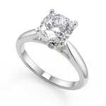 Load image into Gallery viewer, Desirae Classic Cathedral Solitaire Cushion Cut Diamond Engagement Ring - Nivetta