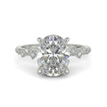 Load image into Gallery viewer, Diana Oval Cut Pave Hidden Halo 4 Prong Claw Set Engagement Ring Setting - Nivetta